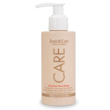 Jean & Len After Shave Aloe Vera y Aceite de Almendras, alivia la irritación causada por el afeitado, calma y cuida la piel, sin parabenos ni siliconas, loción after shave vegana, 145 ml