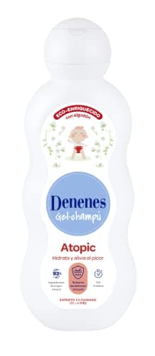 Denenes Atopic - Gel Champú con Algodón Ecológico, Hidrata y Alivia, Sin Sulfatos, Apto para Pieles Sensibles y Atópicas - 600 ml