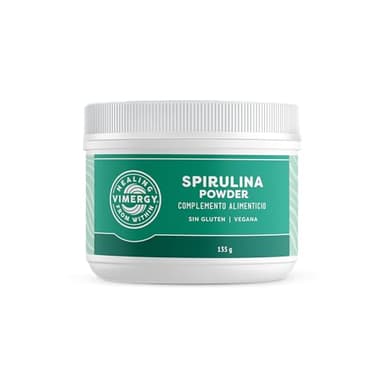 Vimergy Spirulina Powder – 135 g, 45 Dosis – Espirulina en Polvo de Fácil Digestión y Rápida Absorción – Suplemento Vegano - Formulado sin Antiaglomerantes, Rellenos ni Colorantes – Sin OMG ni Gluten