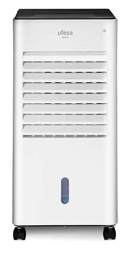 Ufesa CL6040 Climatizador Evaporativo, 65W, Función Fría, Ionizado y Ventilador, 3 Velocidades, 3 Modos, Panel Táctil, Depósito de 5L, Temporizador 12h, Filtro Lavable, Mando a Distancia