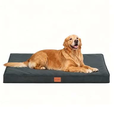 WAVVE Cama Perro Extra Grande Ortopédica 112x81x7.6 cm, Colchon Perro Impermeable Lavable Desenfundable, Colchoneta Perro con Espuma De Caja De Huevos, Irrompible Dog Bed XXL, Gris