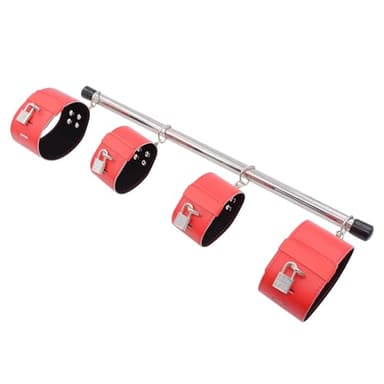 Barra de Dominadas de Metal y Cuero, para Ejercicio en Pareja, Acero Inoxidable (Rojo)