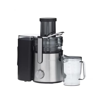 SEVERIN Licuadora eléctrica con recipiente, tubo de llenado XXL y 2 velocidades, licuadora extractora de 1,1 L de zumo y 2,5 L de pulpa, extractor de zumo de 800W, negro, ES 3570