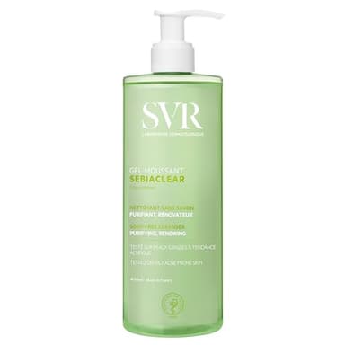 SVR Sebiaclear Gel Moussant 400ml – Limpiador Facial y Corporal para Piel Grasa con Tendencia Acneica – Sin Jabón, Purificante, Anti-Imperfecciones, Ideal para Piel Sensible