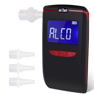 HooJtny Alcoholímetro Homologado DGT, Alcoholimetro Portátil Certificado Profesional, Alcoholímetro Digital con 4 Boquillas, Sensor Semiconductor