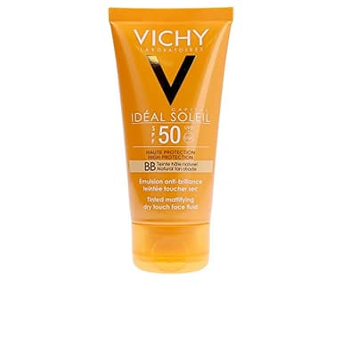 Vichy BB Cream, SPF 50, Protección solar alta con color, Hidratación, Bronceado Instantáneo, Emulsión Tacto Seco, Para pieles mixtas a grasas, Capital Soleil, 50ml