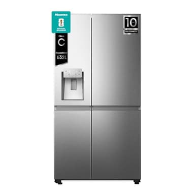 Hisense RS818N4TIC - Frigorífico Americano Side By Side, Eficiente Clase C, Capacidad 632 L, Dispensador Agua & Hielo, Conectividad WiFi, Metal Cooling, Multi-Air Flow, Color Inox
