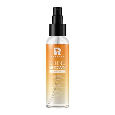 BYROKKO Shine Brown Spray Superbronceador Bifásico (100 ml), Eficaz en Solárium y al Sol, con Aceites Naturales y Ácido Hialurónico para un Bronceado más Intenso, con aroma a Mango soleado