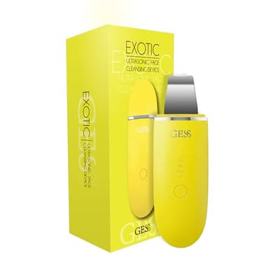 GESS Exotic - Original - Exfoliante ultrasónico para limpieza facial, 5 modos, limpiador de poros, exfoliante ultrasónico, antiedad, eliminador de puntos negros, estiramiento facial - amarillo