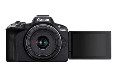 Canon EOS R50 Cuerpo Cámara Mirrorless + Objetivo RF-S 18-45 mm F4.5-6.3 IS STM, Cámara Evil APS-C (24,2 MP) -4 EV, Vídeo 4K 30 fps, Dual Pixel CMOS AF II, Pantalla Táctil de Ángulo Variable, Negro