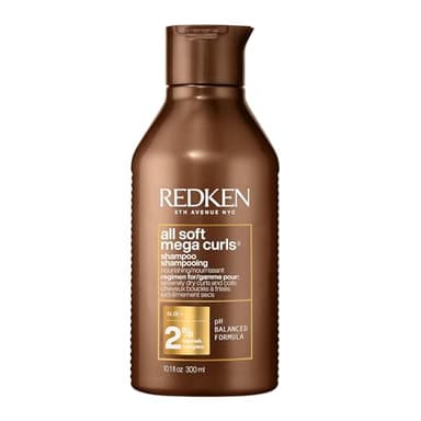Redken All Soft Mega Curls Champú para Cabello Rizado y Ondulado, Limpieza e Hidratación Profundas, Ideal para Pelo Seco y Deshidratado, Sin Sulfatos, Parabenos ni Siliconas, Con Aloe Vera, 300 ml