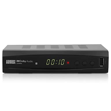 August DVB482 Decodificador TDT HD, Mira y Graba DVB-T DVB-T2 TV en Vivo Desde 2 Canales al Mismo Tiempo, Guía de Programas y TimeShift, Receptor TDT HD HDMI para TV- Reproductor Multimedia