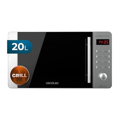 Cecotec Microondas ProClean 5110 Inox. 700 W, Grill 800 W, Capacidad de 20L, Revestimiento Ready2Clean para una mejor Limpieza, Tecnología 3DWave, Diseño Frontal y Tirador Inox