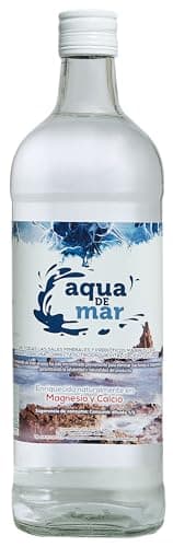 Agua de mar 1 litro - Hipertónica 100% - Botella de vidrio - Aqua de Mar - Agua de Mar para beber - Captada en Parque Natural Cabo de Gata (Almeria)