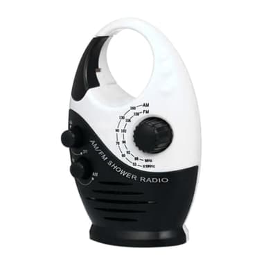 Radio portátil Mini FM Am Impermeable para Ducha, con música, Ideal para baño, Cabina de baño, Color Negro, con potentes Altavoces de Alta fidelidad.