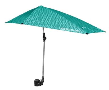 Versa-Brella Adjustable Umbrella, 360 grados de giro en 3 direcciones, forro UPF 50+, ligero y fácil de montar, 107 cm, ideal para playa, camping, patio, deportes y cochecitos - Turquesa