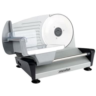 Mesko MS4704 Cortafiambres Eléctrico Loncheador Rebanador de Embutidos y Pan, Grosor de Corte Ajustable hasta 15mm, Protector de Dedos, Disco Corte de Acero Inoxidable 19 cm, 400W