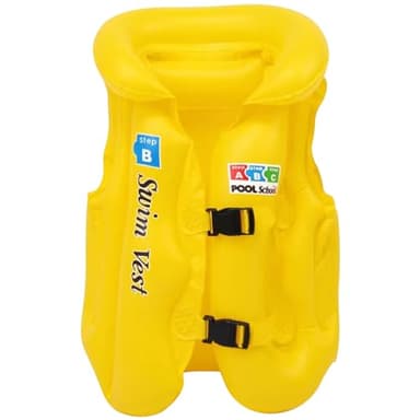 Chaleco Salvavidas Inflable de PVC para niños pequeños con protección para la Cabeza, Chaleco Salvavidas de Seguridad con Doble Hebilla, portátil para niños, Talla L
