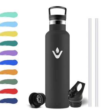 Botella Agua Acero Inoxidable 750ml, Aislamiento Térmico de Doble Pared, Botella Termica con Pajita, sin BPA, a Prueba de Fugas, Cantimplora Reutilizable para Oficina, Camping, Guardería, Viajes