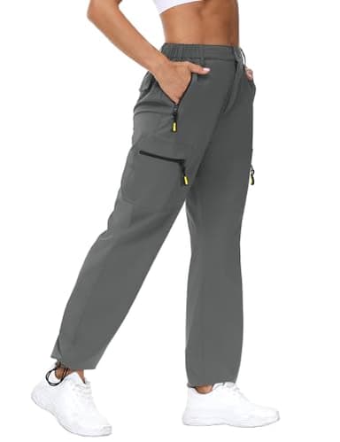Rapbin Pantalones cargo para mujer de senderismo y caminata 2025, ligeros, de secado rápido, resistentes al agua, con bolsillos con cremallera para exterior, gris, XL
