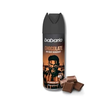 Babaria - Desodorante Hombre Spray con Olor a Chocolate 200ml | Desodorante Sin Aluminio para Hombre y Niño | Apto para Uso Diario | Fragancia Dulce y Duradera