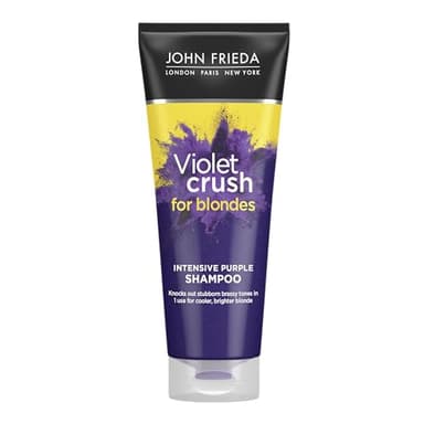 JOHN FRIEDA - Champú Violet Crush Intenso 250 ml, Elimina los Reflejos Amarillentos, Matizador y Tonificador Uniforme del Cabello Rubio Teñido o Natural