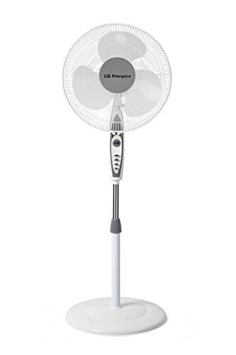Orbegozo SF 0147, Ventilador de pie, 50 W, 3 velocidades de ventilación, oscilante, altura regulable, silencioso, rejilla de seguridad, tamaño de aspas 40 cm, color blanco
