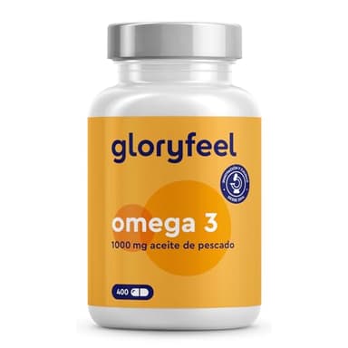Omega 3 Aceite de Pescado - 400 Cápsulas - 1000mg por Cápsula - Con ácidos grasos Omega-3 EPA y DHA - Omega3 fish oil para colesterol, cerebro, visión y corazón*.