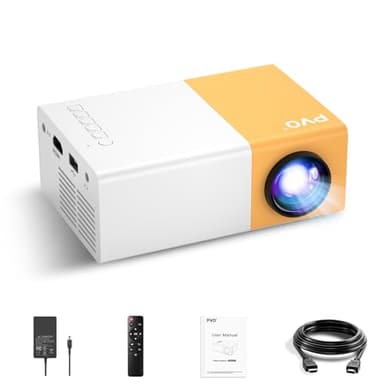 PVO Mini Proyector Portátil, Regalo para Niños, proyectores para movil de Películas al Aire Libre, Video Puede Espejo Directamente el VideoProyector a través de un Cable de Datos