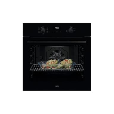 AEG Horno Multifunción TU5AB20WSK, 72 L, Limpieza Aqua Clean, 7 Programas, Ventilador XXL SurroundCook, Cocción Multinivel, Mandos Escamotables, Pantalla LED, Cristal Negro