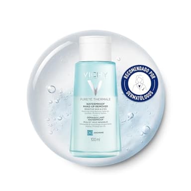 Vichy Desmaquillante de Ojos Waterproof con Arginina y Taurina, Limpia y Desmaquilla, Protege las Pestañas, Hipoalergénico, Apto para Ojos Sensibles, Pureté Thermale, 100ml