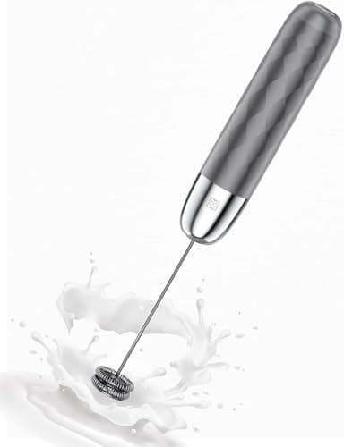 Maestri House Espumador de leche recargable, máquina de espuma eléctrica de mano, impermeable, desmontable, batidor de bebidas, espumador para matcha, latte, capuchino (Gris medio y plateado)