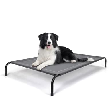 Nobleza Cama Elevada Lavable para Perro, Refrescante y Transpirable para Exterior e Interior, Robusto, Gris, L, 124x90x20CM