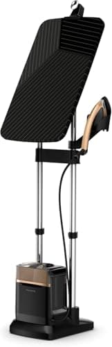 Rowenta IXEO Power QR2020 Cepillo de vapor 2170W, 5.8 bares presión vapor, depósito 1.1 L, elimina arrugas, olores y desinfecta, accesorio prendas delicadas y gruesas, tabla vertical, Negro