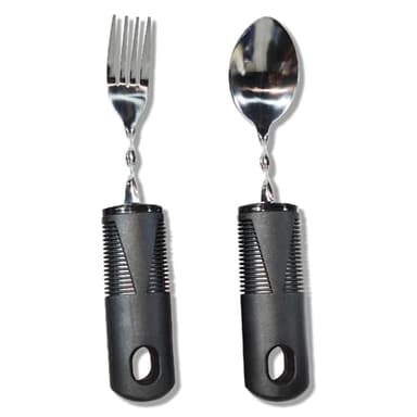 Cubiertos de Parkinson, cubiertos para personas mayores, ayudas de Parkinson para la artritis Parkinson, ayudas para discapacitados, con mango grueso, fácil de agarrar, se puede doblar y utilizar -