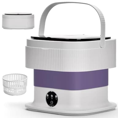 Ruycllo Mini Lavadora Portátil Plegable de 10L con Centrifugado y Pantalla Táctil - Lavadora Silenciosa para Viajes, Camping, Dormitorio, Bebé y Ropa Delicada - Lavadora Portátil Compacta