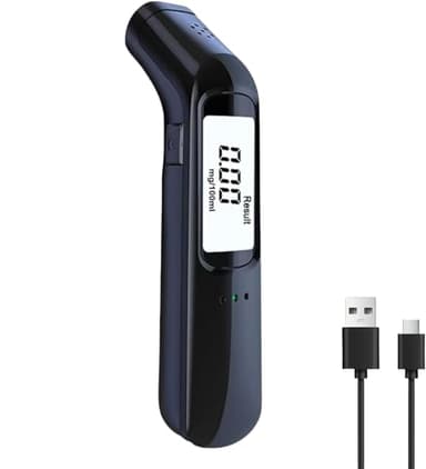 IFacaMei Alcoholimetro Homologado, Alcoholímetro Digital con Pantalla LCD, Profesional Alcoholímetro Portátil con Batería Recargable por USB, Sensor Semiconductor, para Uso Personal Y Profesional
