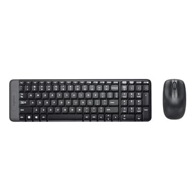Logitech MK220 Combo con Teclado y Ratón Inalámbrico Compacto para Windows, Inalámbrico a 2,4 GHz con Receptor USB Unifying, Batería para 24 Meses, PC, Portátil, Disposición QWERTY Español - Negro