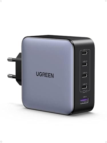 UGREEN Nexode Cargador de 5 Puertos 100W, Adaptador de Corriente GaNInfinity de Carga Rápida USB C Compatible con iPhone 17 Pro MAX Air/16-12 Series, Galaxy S25, Pixel, iPad, MacBook M3 M2 M1