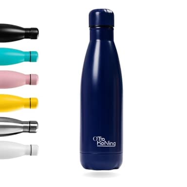 Botella de Agua Acero Inoxidable 500ml-Otto Koning-Botella Térmica con Doble Aislamiento al vacío para 12 Horas de Bebida Caliente y 24 Horas de Bebida Fría. Botella Termo a Prueba de Fugas Libre BPA