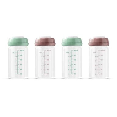 ana Baby - Botellas de almacenamiento de vidrio para leche materna, 180 ml, apto para lavavajillas, congelador y microondas
