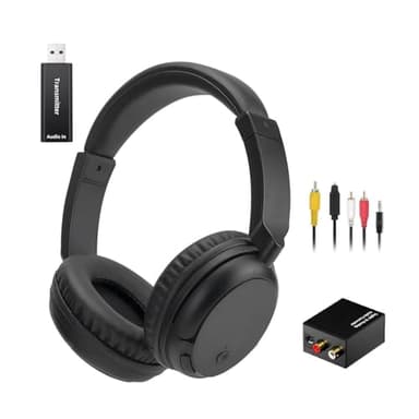 Auriculares Inalámbricos Bluetooth 5.3 Para Tv, Auriculares Inalámbricos Para Tv Aptos Para Personas Mayores, 30 Horas de Reproducción, Aptos Para Viajar/Móvil/Ordenador, Peso 140g - Negro