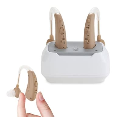 JYYRC Dispositivos de Sonido con Base de Carga, Reducción Inteligente de Ruido, 4 Modos de Uso y Control de Volumen Multinivel, Beige