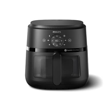 Philips Airfryer serie 2000 6,2L - 1700W de Potencia, Ventana transparente, Tecnología RapidAir, Pantalla táctil digital, 13 opciones de cocción, Hasta un 90% menos de grasa, Negro (NA230/00)