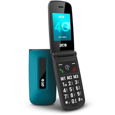 SPC Titan 2 – Teléfono móvil de Tapa para Mayores con 4G, Teclas Grandes, Timbre Alto 105dB y Pantalla 2,4” | Fácil de Usar y configuración remota | 3 memorias directas | Batería hasta 7 días - Azul