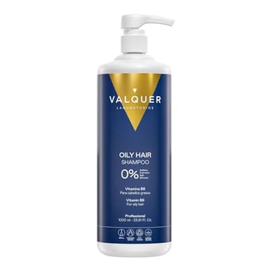 VALQUER Champú Seborregulador Zero para Cabello Graso | Limpieza Profunda Sin Sulfatos | Reparación Capilar con Ingredientes Naturales y Vitaminas | Vegano | 1 L