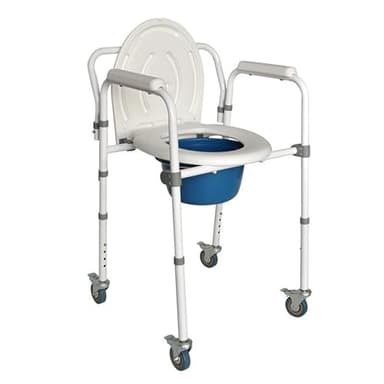 Ortopal Silla de Ducha con Ruedas y WC. Silla de Baño Geriatrica 4en1. Silla Ortopedia con WC Portatil para Personas Mayores. Silla para Ducha y Baño Plegable. Silla WC con Ruedas y Reposabrazos.
