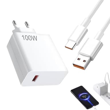 Cargador USB C de 100 W, cargador para Opo de carga rápida con cable USB C de 1 m, supercarga para OPlus Nord,USB C Cargador de corriente Oppo Find X7 X7 Ultra X6 X6 Pro X5 X5 Pro X3 X2 N3 N2 Reno 14
