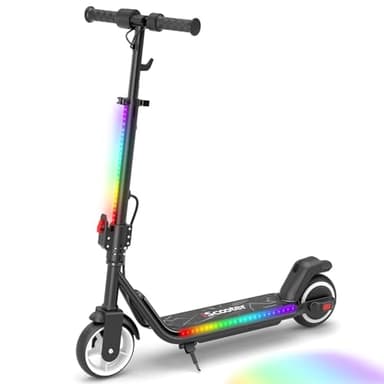 iScooter Patinete eléctrico para niños de 8 a 14 años, motor pico de 250 W, 8/13/19 km/h, 60 minutos de tiempo de conducción hasta 15 km, plegable y altura ajustable de 90 – 102 cm, patinete eléctrico