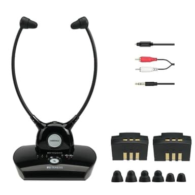 Retekess TA008 Auriculares Para Tv Inalambrico, Auriculares Inalambricos Tv Sin Cable, 2.4G Baja Latencia, Batería Dual - 10H Usando, Amplificador De Sonido De TV Para Mayores